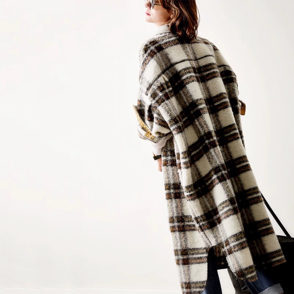 Rumere Oversized Tweed Wool Coat – Timeless Plaid, XS (Fits US 2-6) - Picture 10 of 15